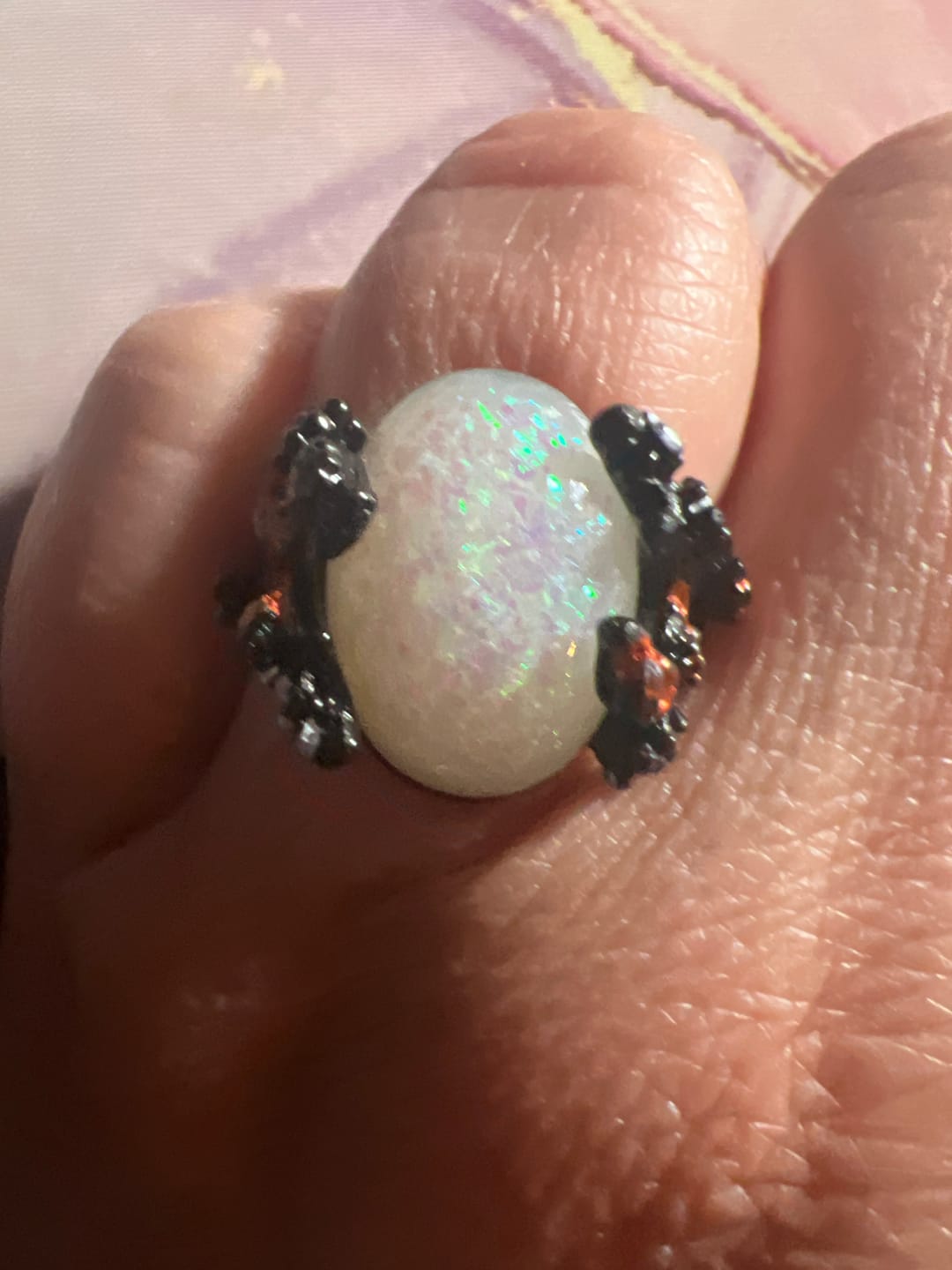 Customer photo review of Midnight Blossom Opal Crystal Ring
