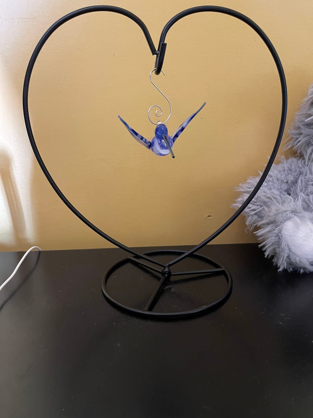 Customer photo review of Blue Glass Hummingbird with Infused Ash