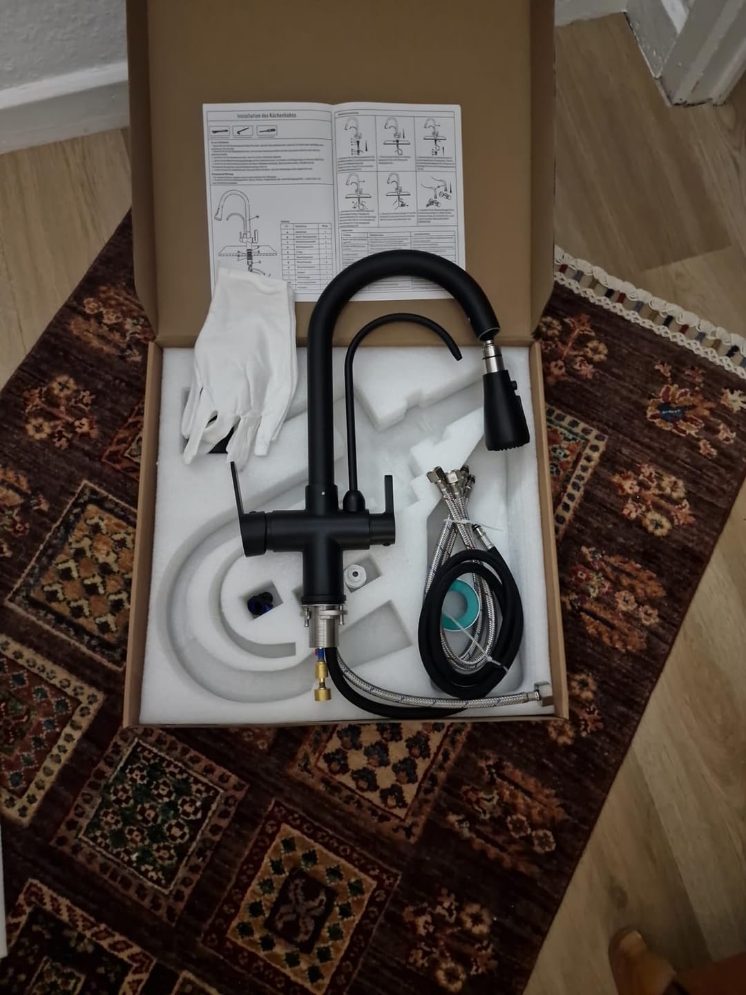 Customer photo review of Karlstad - Three Ways Kitchen Faucet with Filter Tap & Pull-Out Spout for Kitchen Sink