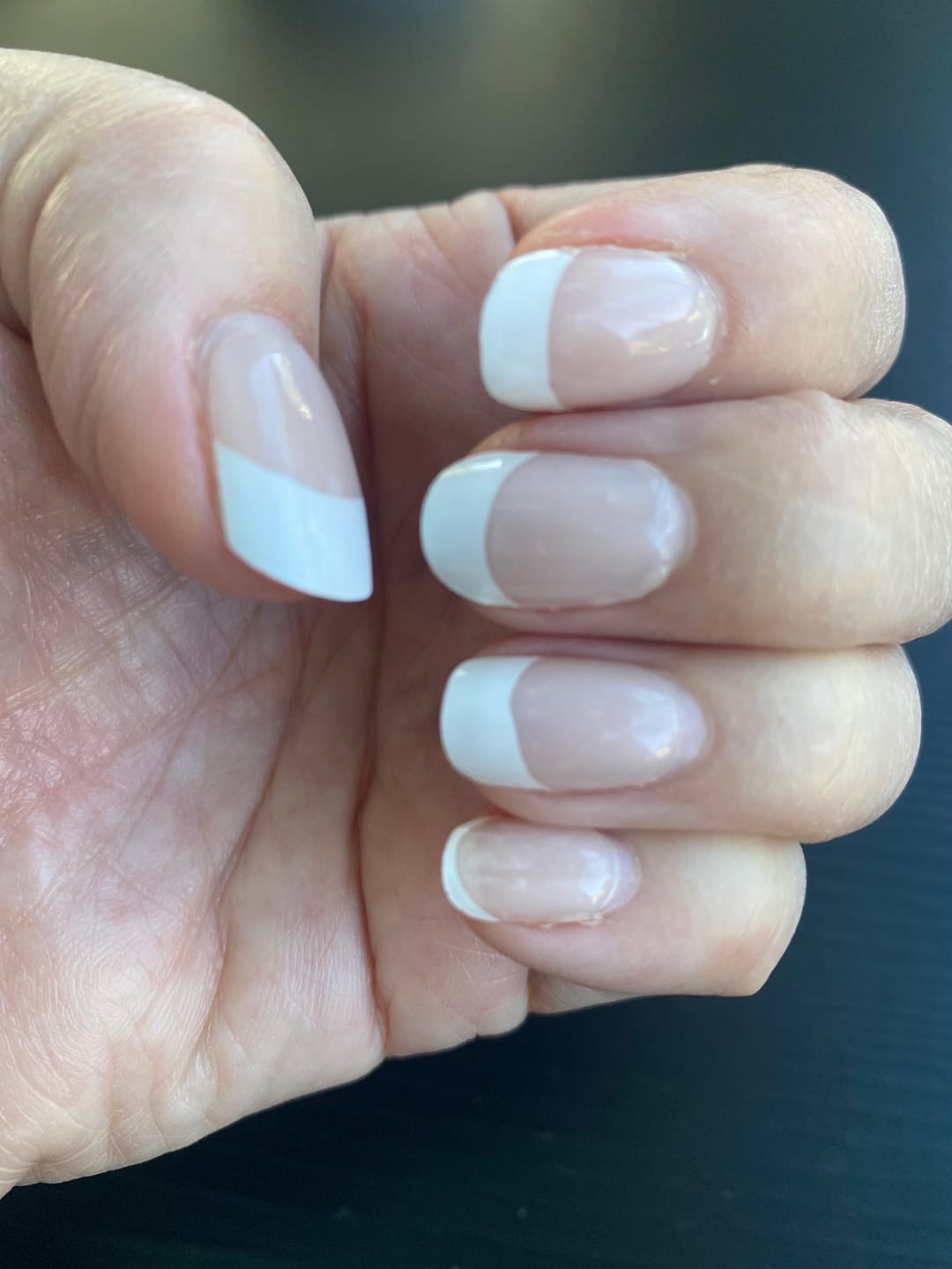Customer photo review of Classique White French Tip DIY Semicured Gel Nail Sticker Kit