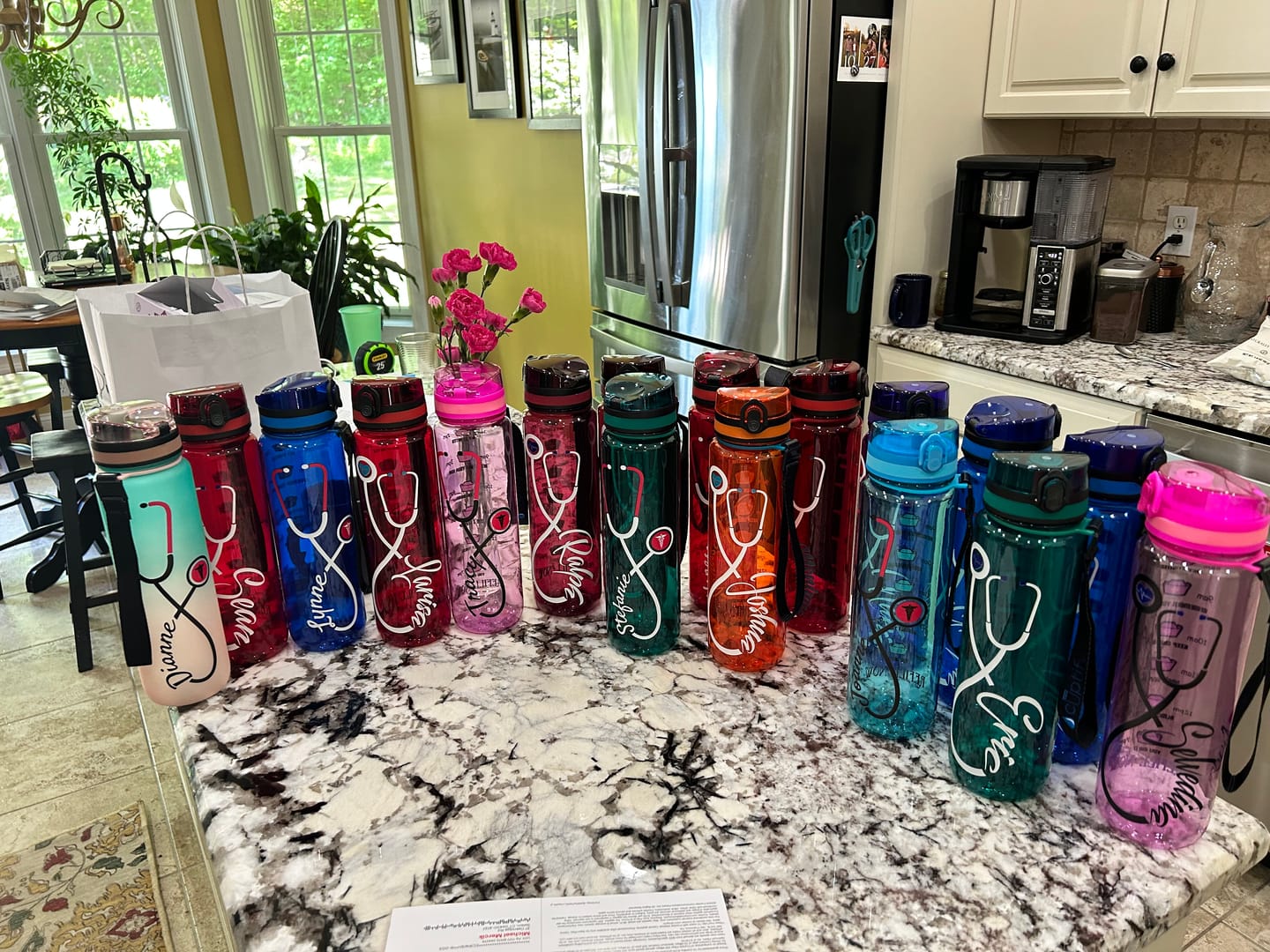 Customer photo review of Personalized Nurse Stethoscope Seafoam on 32oz Motivational Tracking Water Bottle