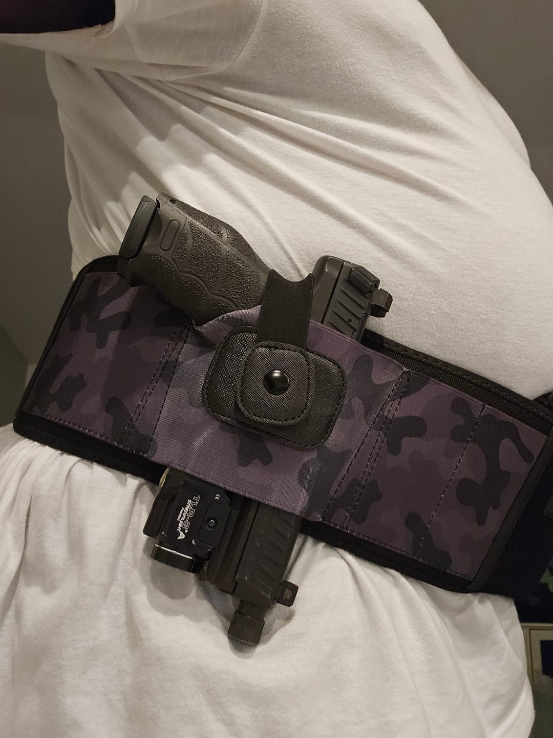 Customer photo review of BravoBelt Laser Fit Edition - Belly Band Holster for Concealed Carry | Compatible with Red Dot, Lasers & Tactical TLR Light Systems -Unisex (Camo)
