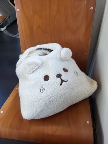 Customer photo review of Bear Snuggler Sherpa Tote
