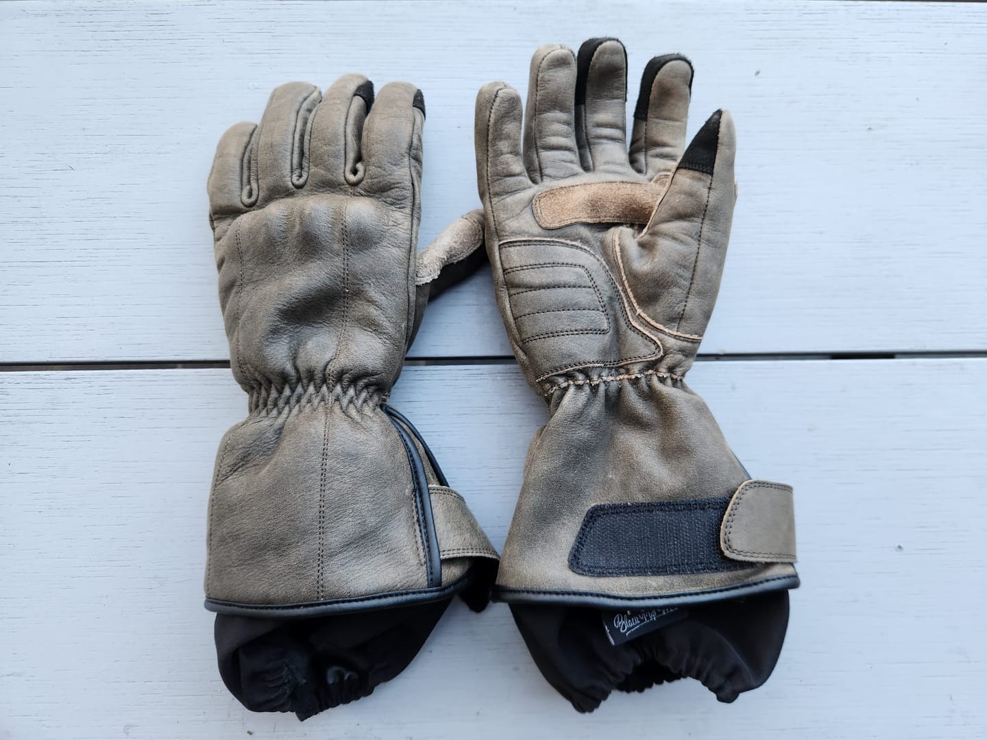 Customer photo review of GEN 2 'The Original' Double Length Gauntlet | Extra Long Warm Motorbike Gloves | Retro Brown Distressed Leather