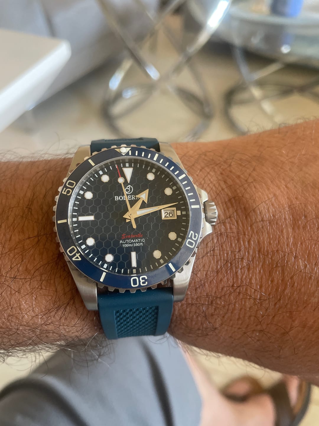 Customer photo review of SEATURTLE.OCEAN(TITANIUM) - Automatic Titanium Diver Watch | Sea Blue