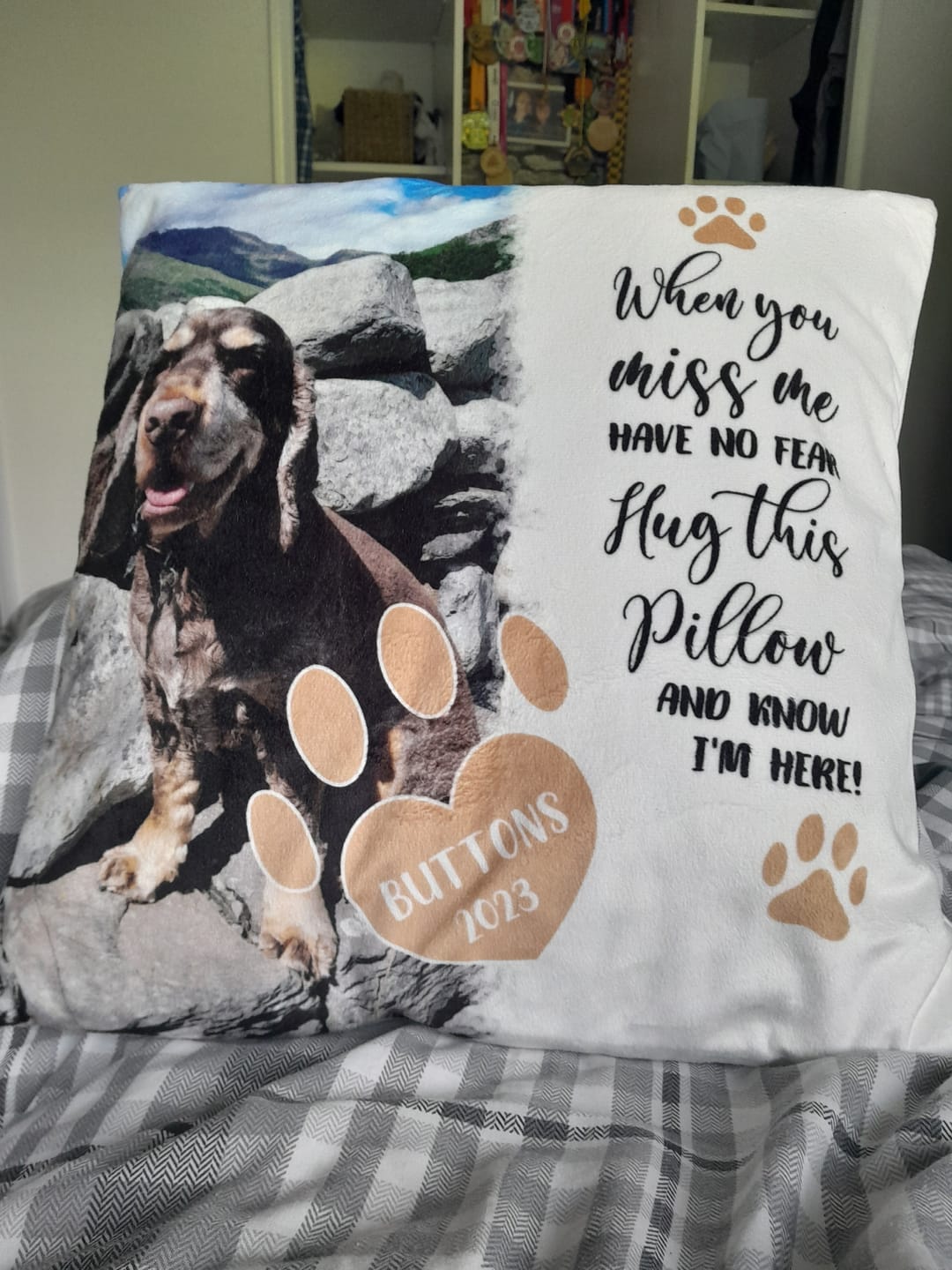 Customer photo review of When you miss me - Personalised pillow