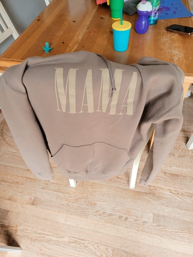 Customer photo review of MAMA • Latte Tonal Hoodie