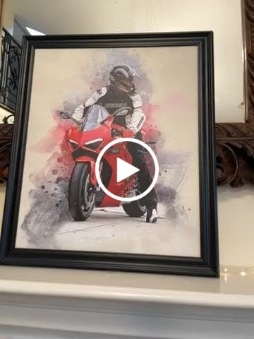 Customer video review of Personalized Motocycle photo Painting