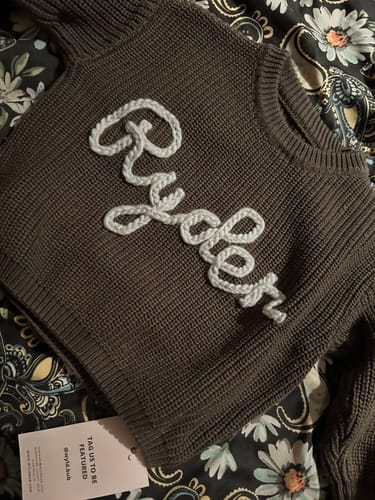 Customer photo review of Hand Knitted Personalized Sweater