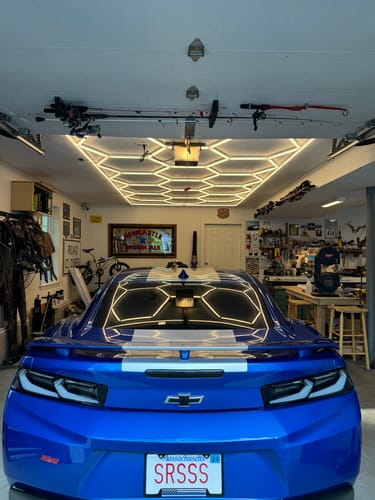 Customer photo review of Hexagon Garage Lights | LED Ceiling Grid