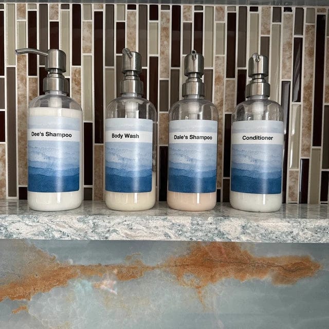Customer photo review of Customized Clear PET Plastic Pump Bottle With Front Facing Waterproof Label