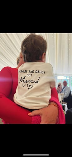 Customer photo review of Sarah & Aston Mummy & Daddy Got Married Kids T-Shirts