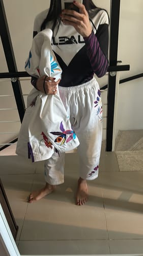 Customer photo review of White Resort BJJ Gi By RollBliss