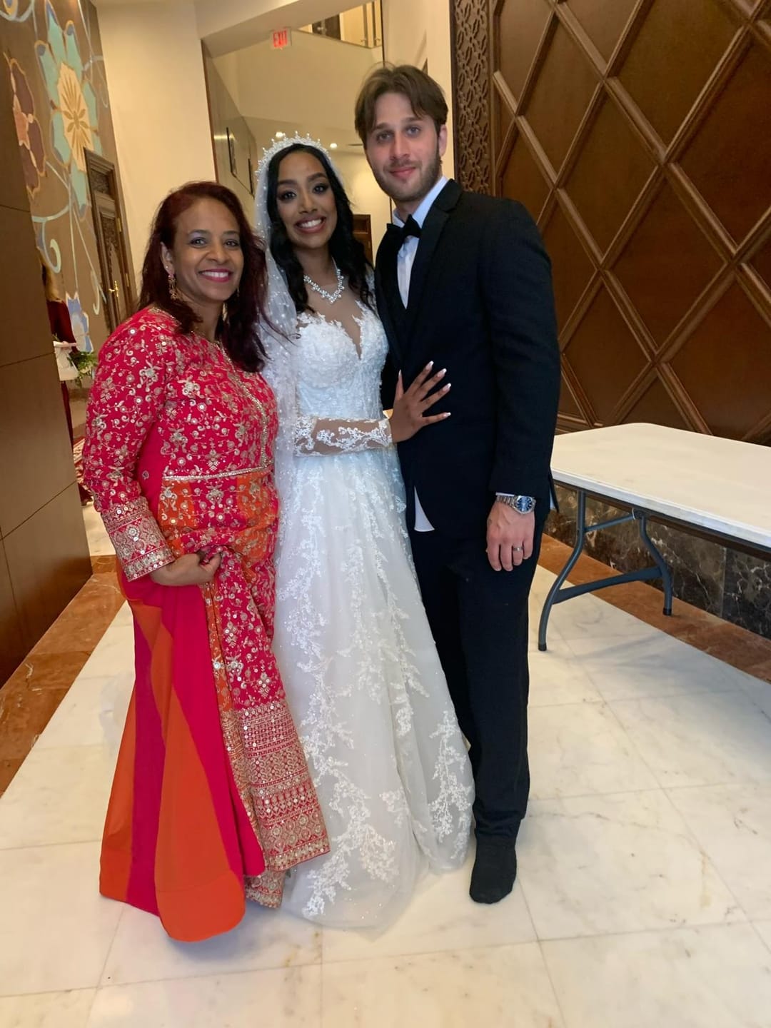 Customer photo review of Pink Color Heavy Worked Indian Pakistani Wedding Wear Long Flared Anarkali Gown