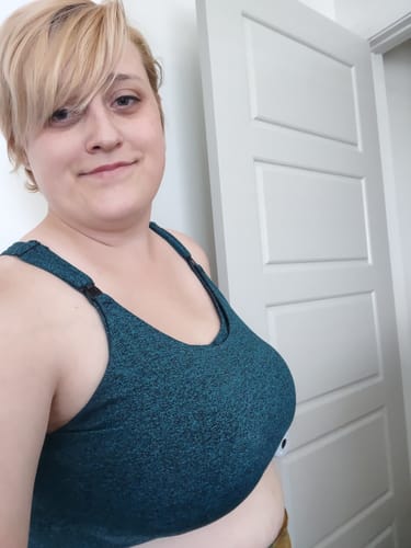 Customer photo review of Ultra Soft Active Nursing MomBra - FIXED Pads (Heathered Jade)