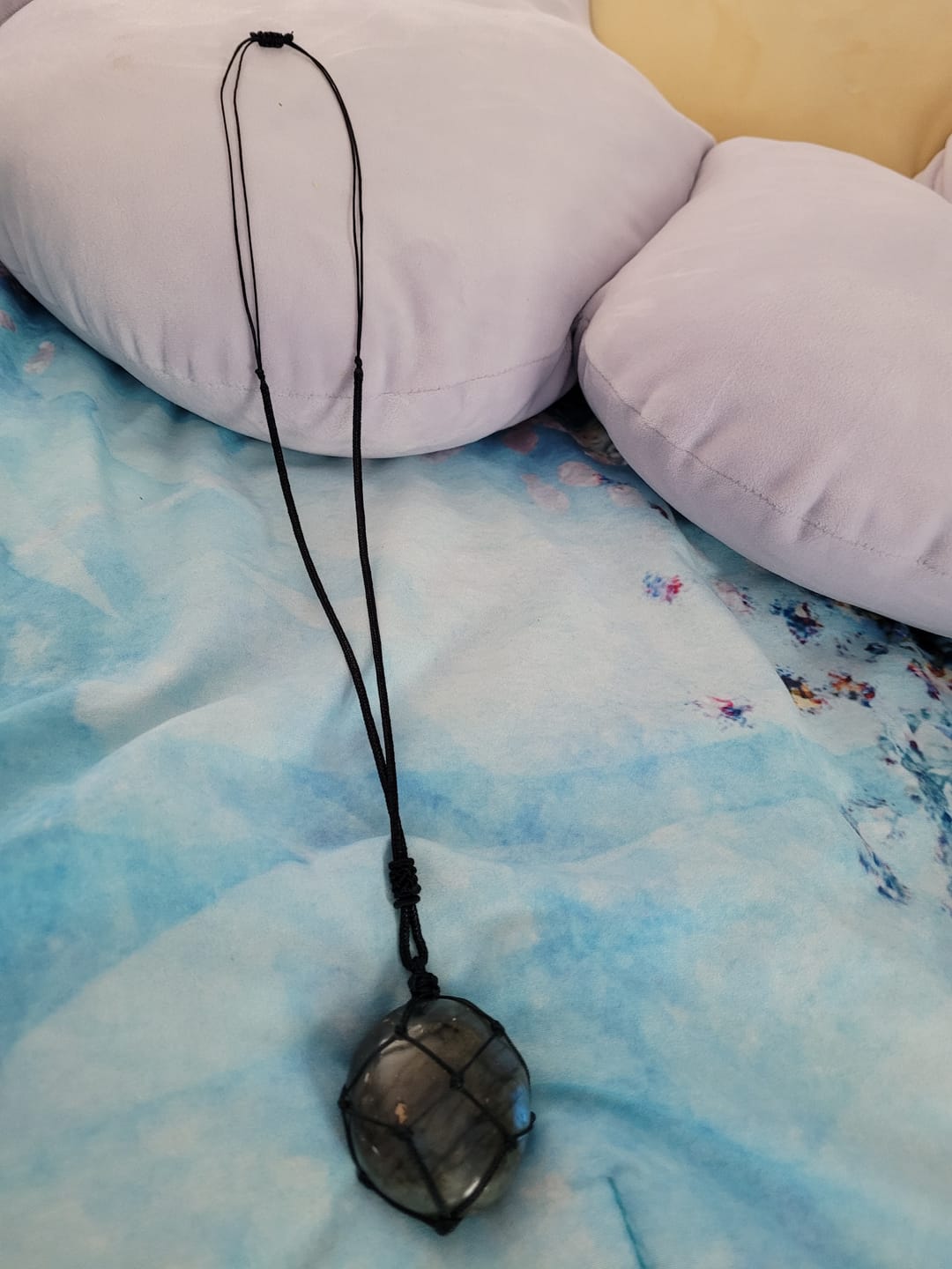 Customer photo review of Dragons Heart Labradorite Necklace