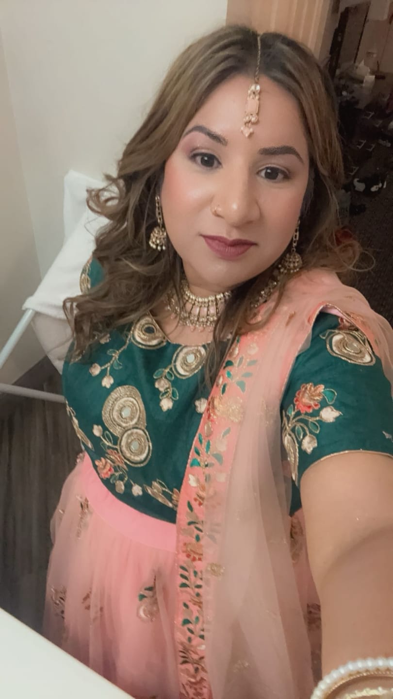 Customer photo review of Peach Embroidery & Sequins Work Lehenga Choli With Green Color Stylish Blouse