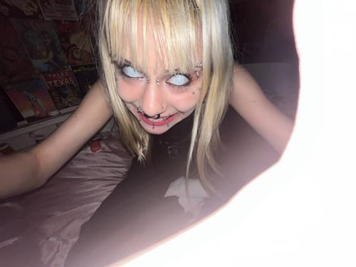 Customer photo review of Dead Gridding White Contact Lenses(12 months of use)