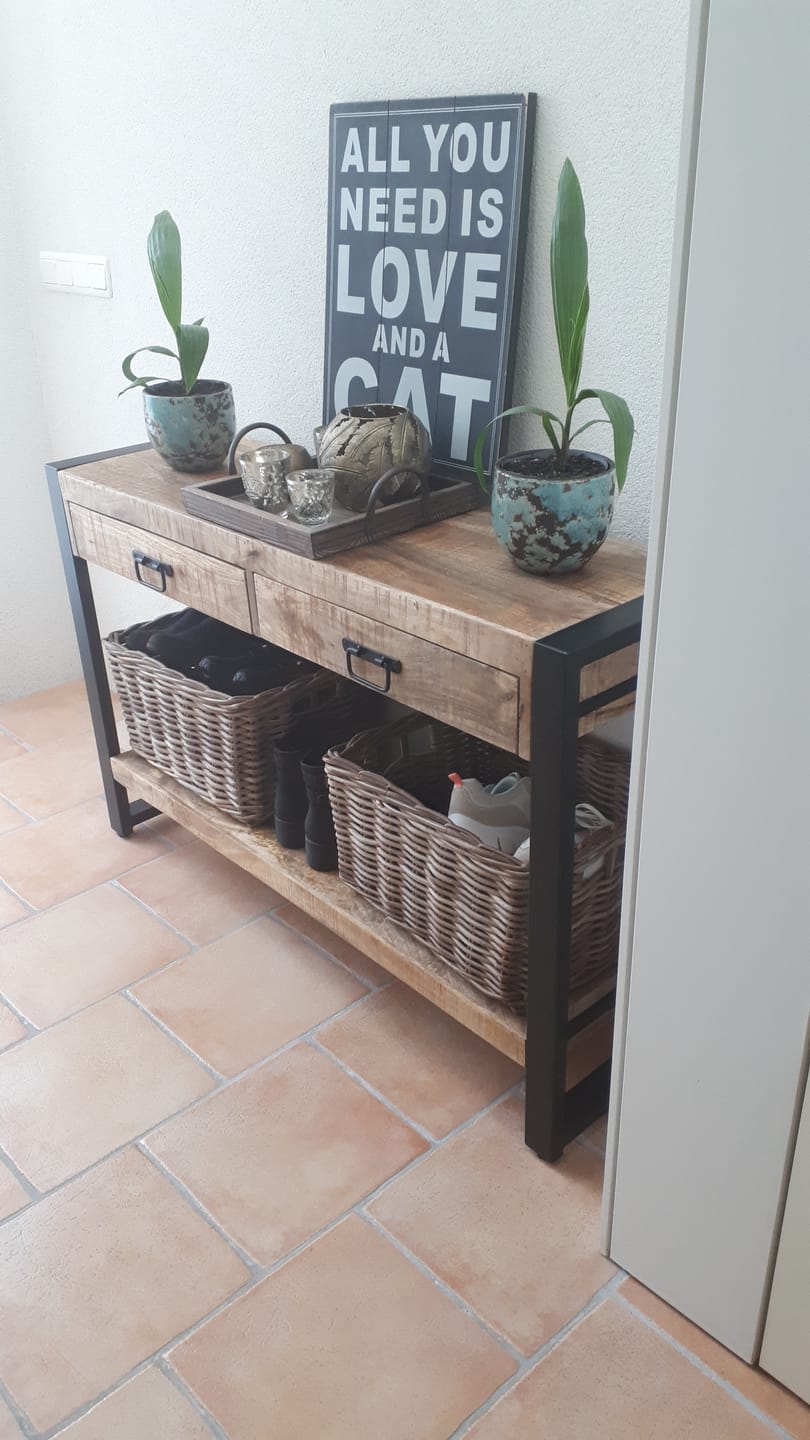 Customer photo review of Sidetable Mangohout en Staal | 120 x 35 x 76 cm