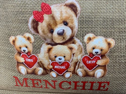 Customer photo review of Personalized Birth Flower Beach Jute Tote Bag