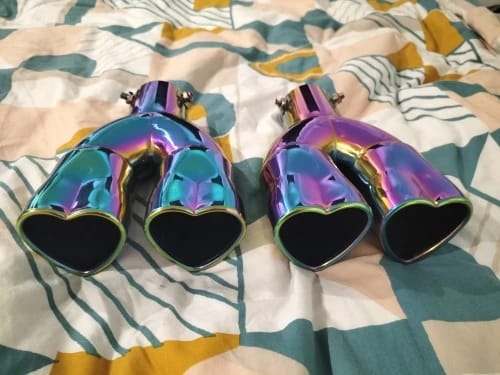 Customer photo review of Universal Dual Neo Chrome Heart Muffler Tip