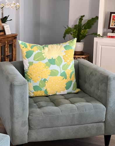 Customer photo review of Hydrangea Yellow Pillow Cover