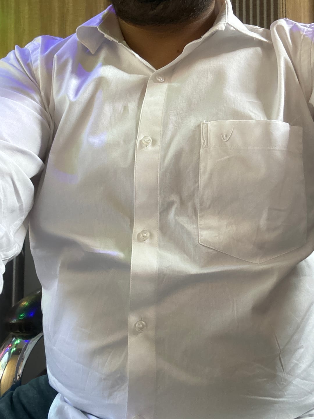 Customer photo review of Uathayam Snow Field Cotton Formal White Shirt For Men