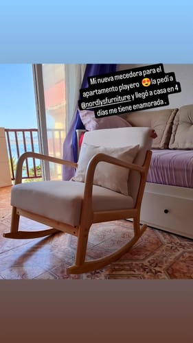 Customer photo review of Rocking chair en bois massif et tissu beige