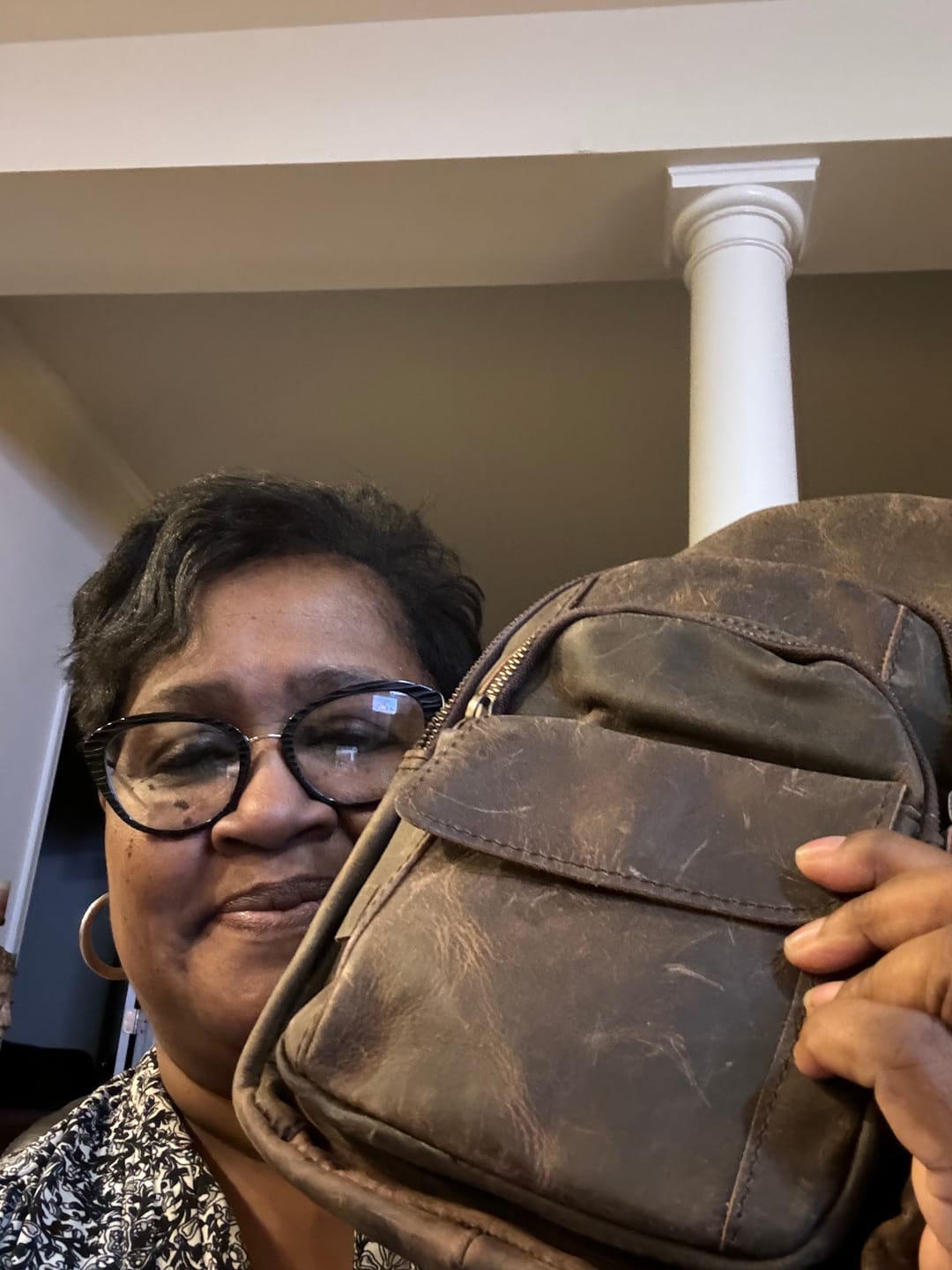 Customer photo review of Cowhide Leather Sling Bag
