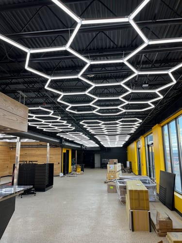 Customer photo review of Hexagon Garage Lights | 2 Grid Bundle