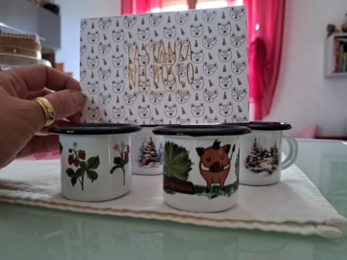 Recensione con foto di un cliente su Cinghiale- Tazza in metallo smaltato