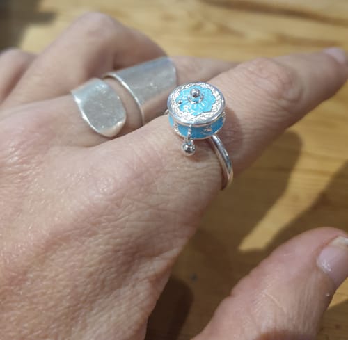 Customer photo review of Lucky Tibetan Drum Spinner Fidget Ring Adjustable