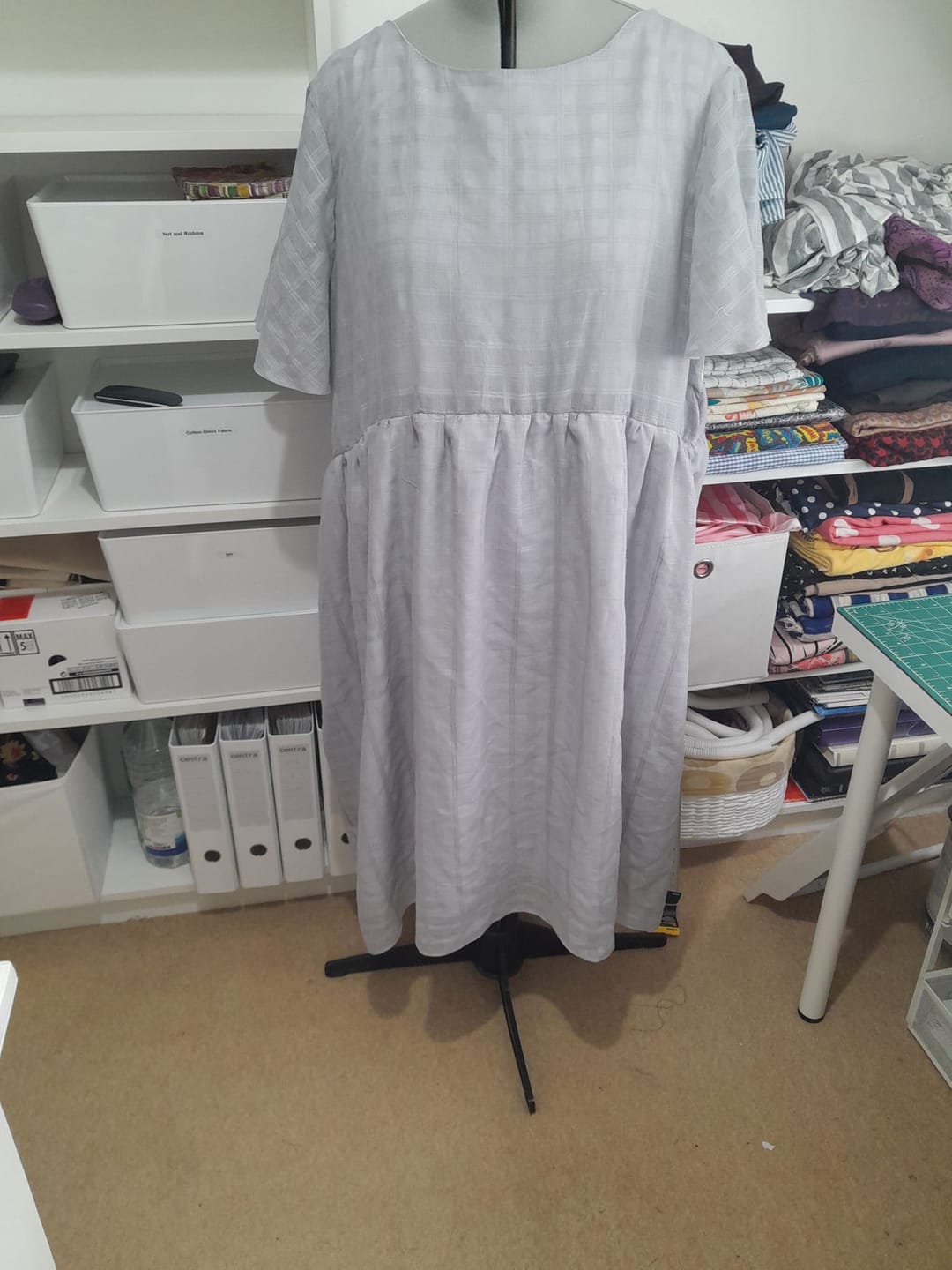 Customer photo review of Grey Checkered Muslin Fabric