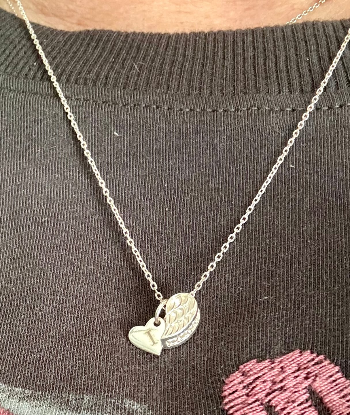 Customer photo review of always near angel wing necklace
