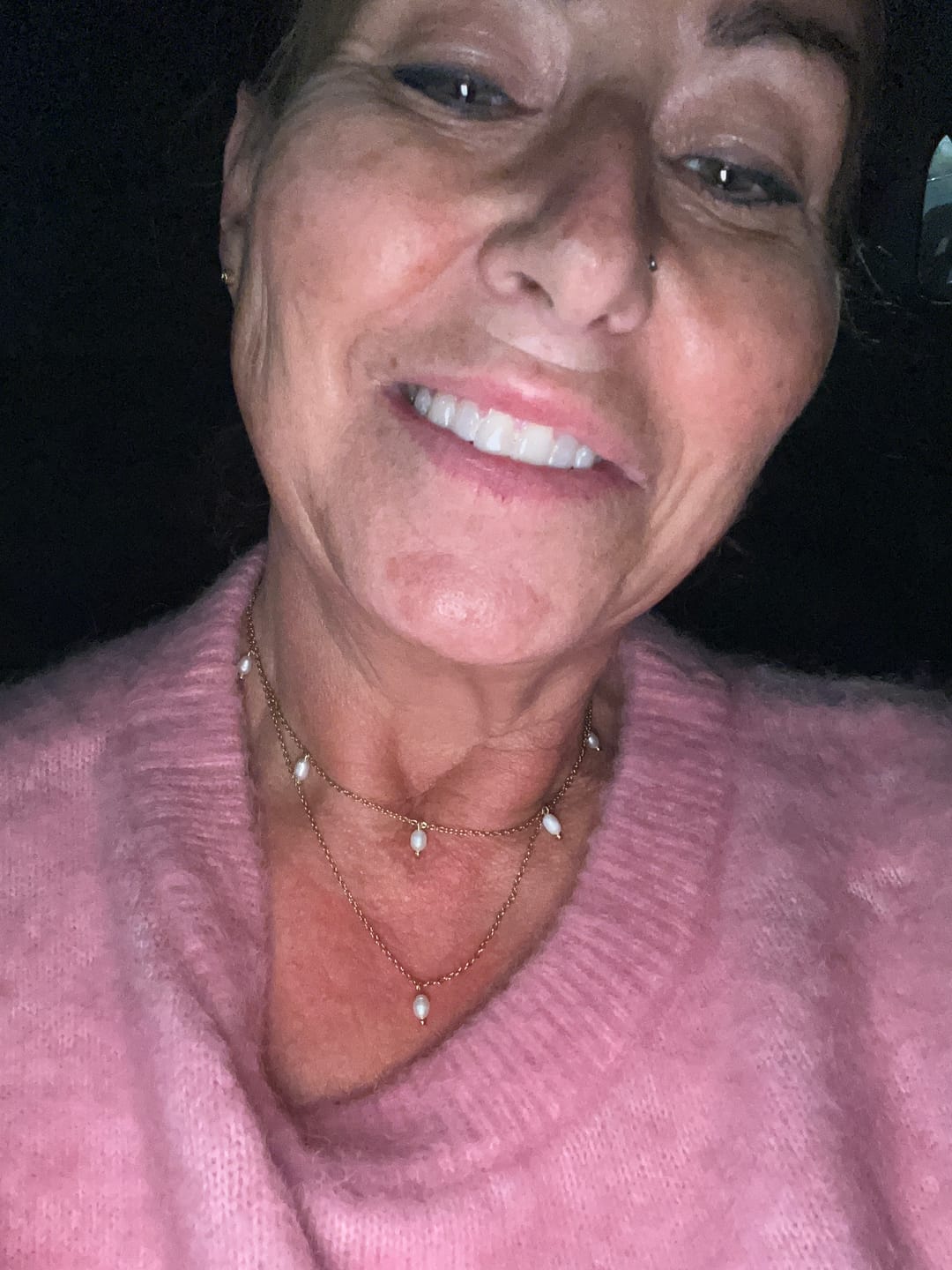 Customer photo review of Kayla Pearl Drop Layered Necklace