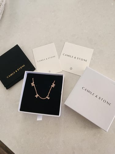 Customer photo review of The Original Initial Letter Necklace