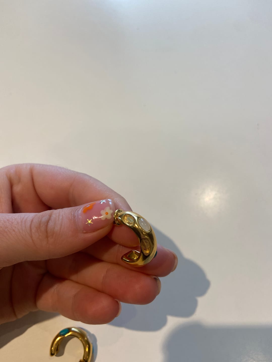 Customer photo review of Elena - Semi Precious Hoop Earrings Stainless Steel