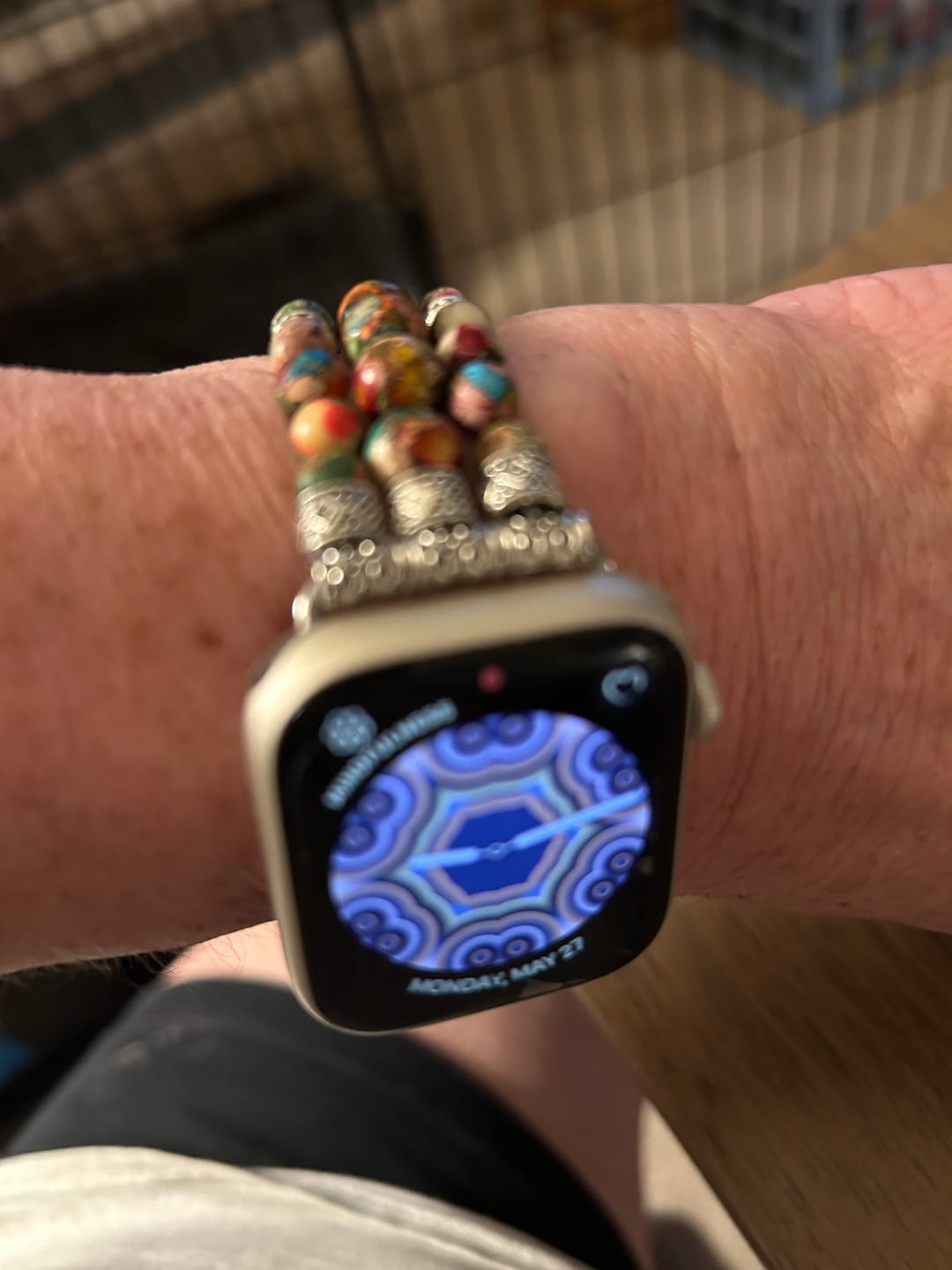 Customer photo review of Calming Ocean Jasper Perfect Fit Apple Watch Strap