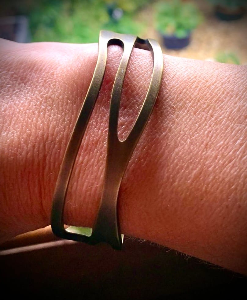 Customer photo review of Buddha Stones Vintage Curved Copper Brass Wealth Adjustable Cuff Bracelet Bangle