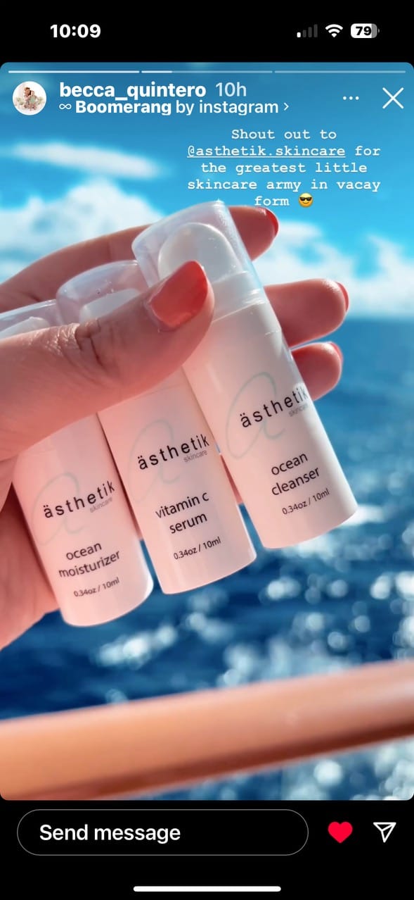 Customer photo review of skincare travel set