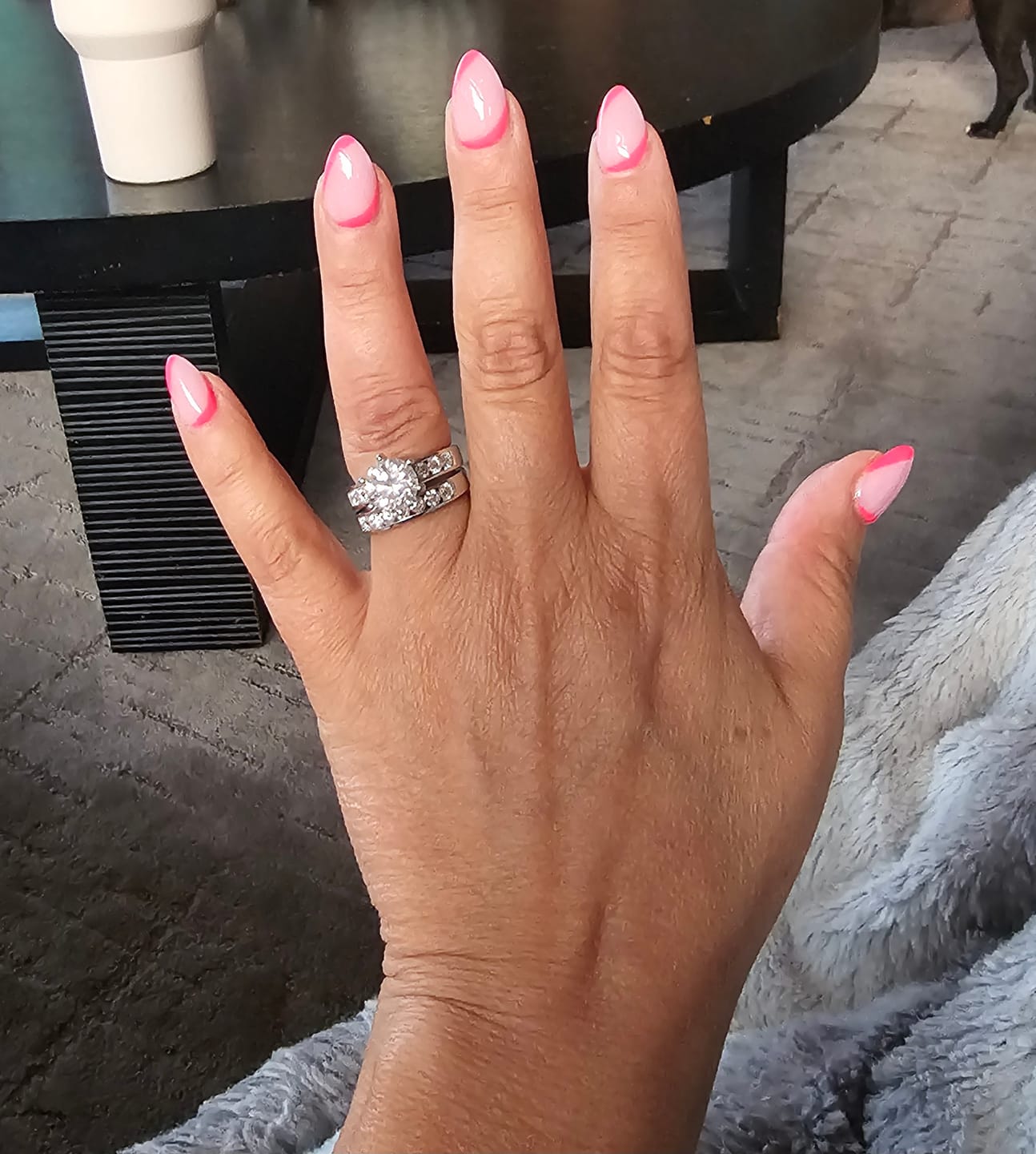 Customer photo review of Round Cut Moissanite Channel Set Engagement Ring