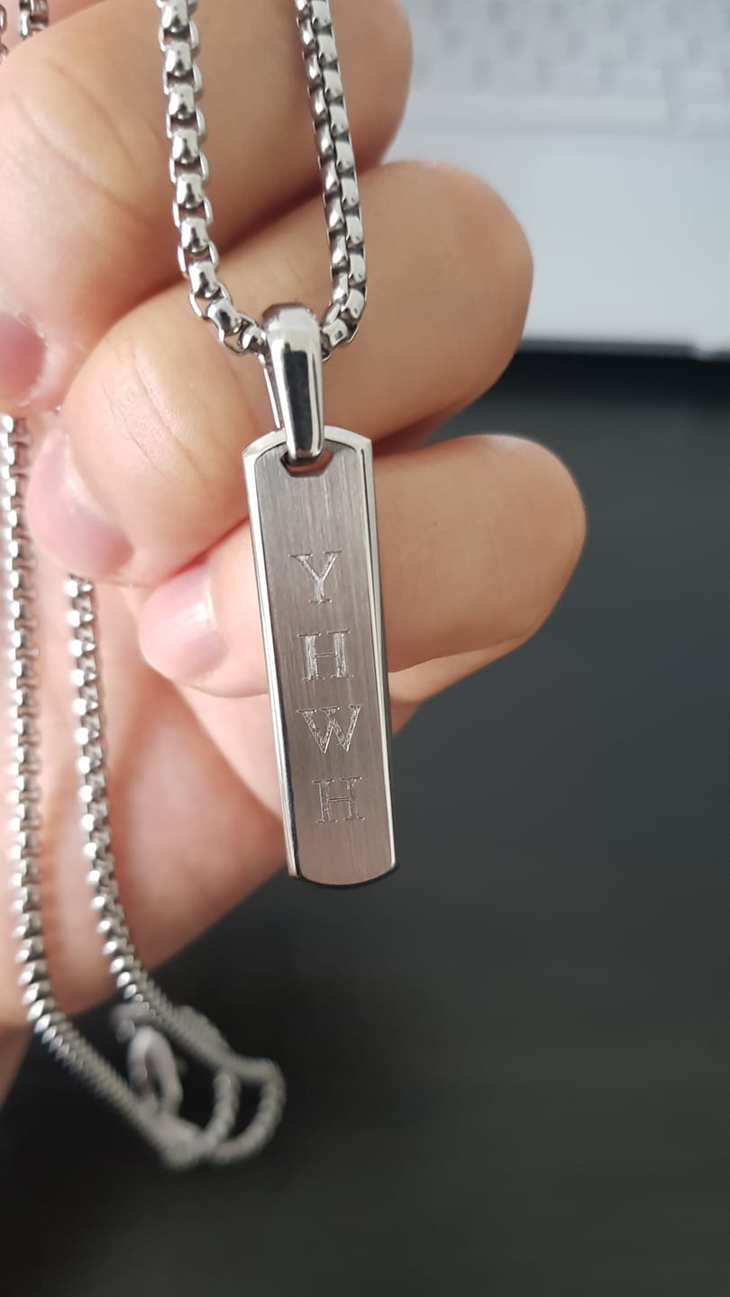 Customer photo review of Beveled Edge Bar Pendant