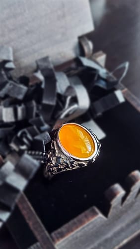 Customer photo review of Men's Vintage Signet Ring Natural Stone in Solid Sterling Silver