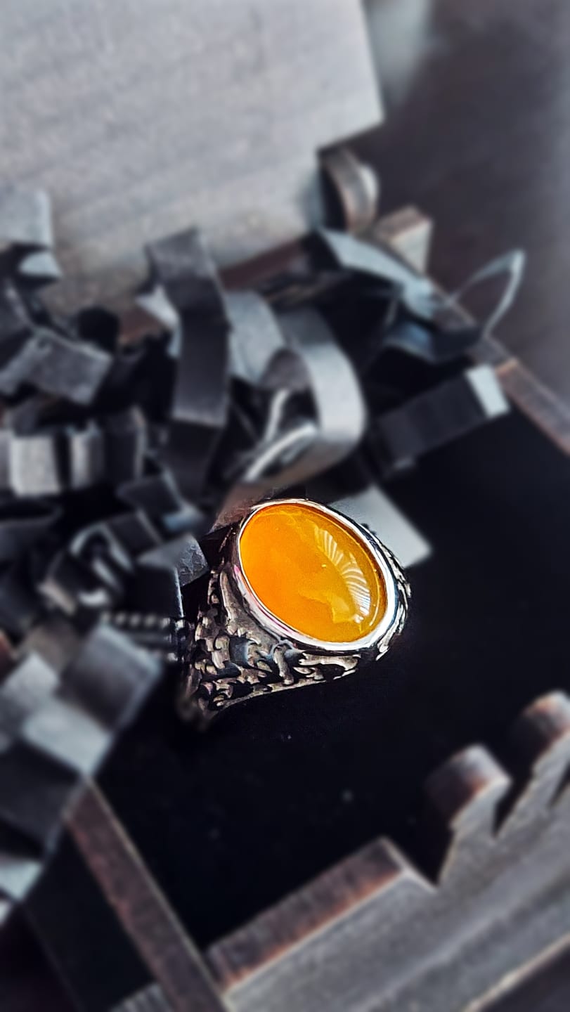 Customer photo review of Men's Vintage Signet Ring Natural Stone in Solid Sterling Silver
