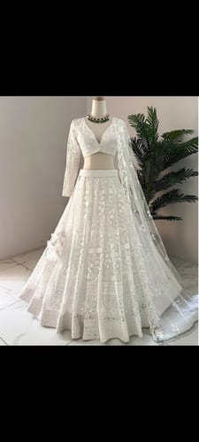 Customer photo review of White Color Wedding Special Lehenga Choli Set With Thread And Sequence Work
