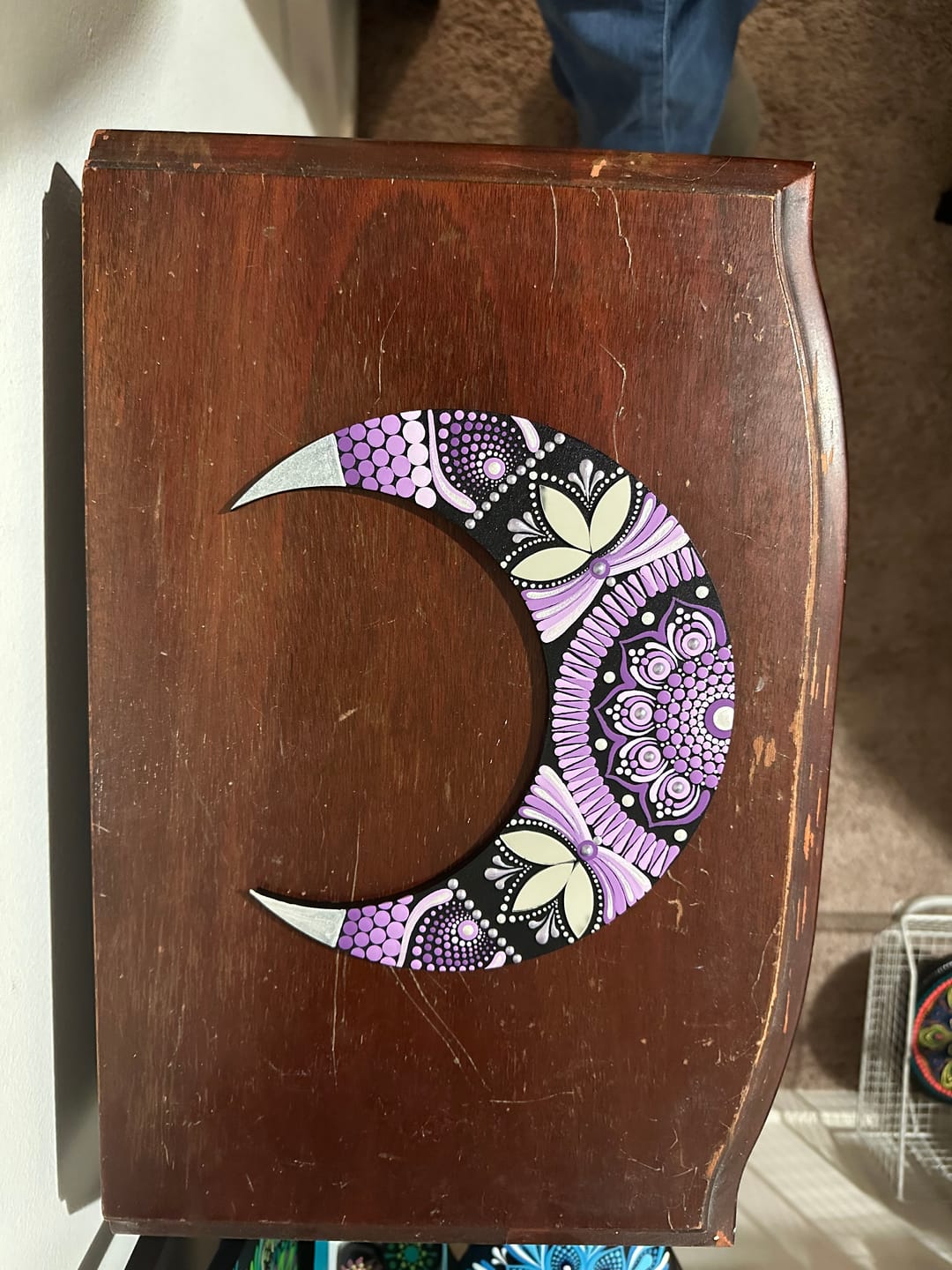 Customer photo review of Unfinished Wood Crescent Moon Shape | DIY Celestial Night Sky Craft Cutout | Up to 36"