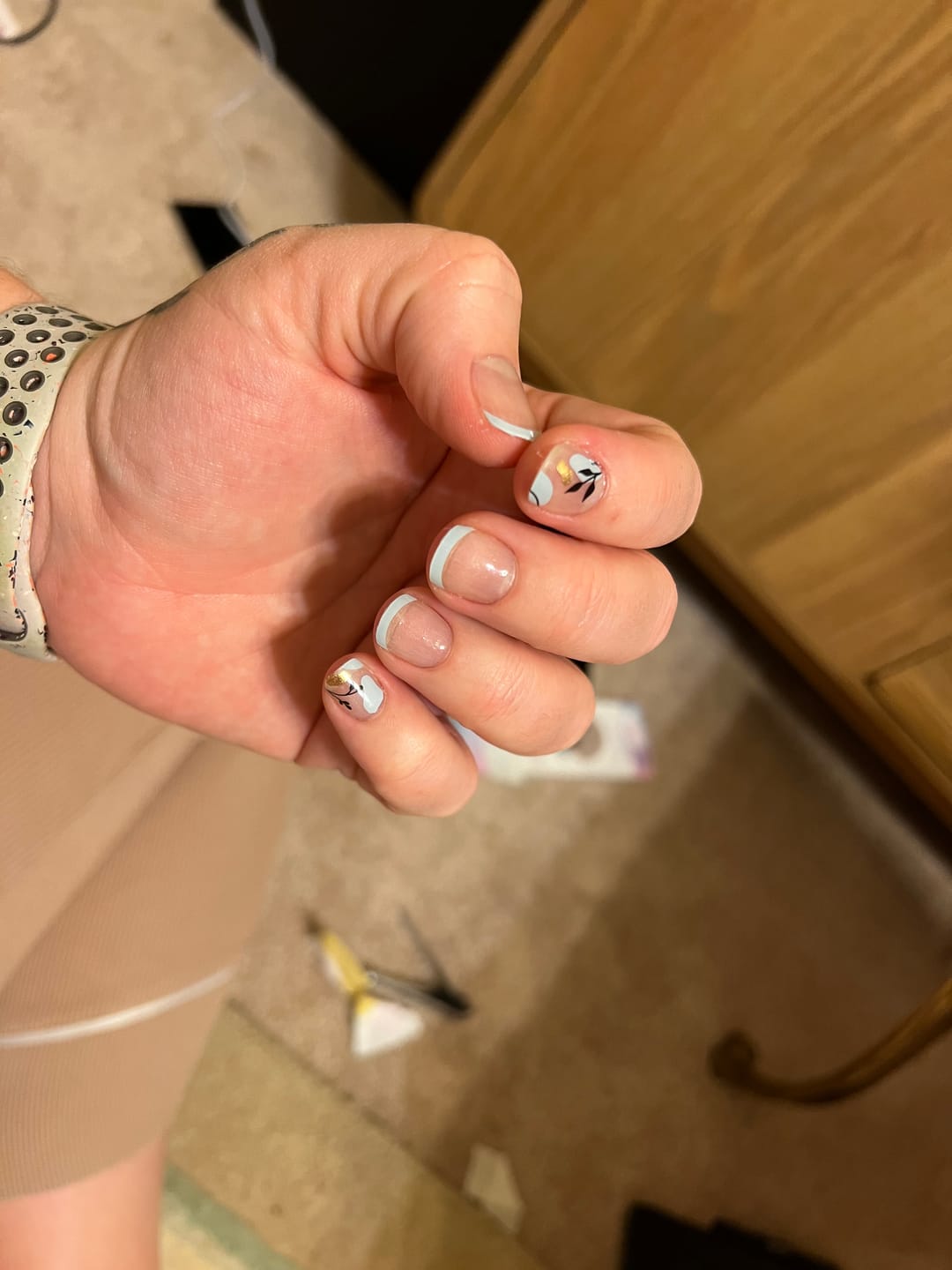 Customer photo review of Blue Floral Daze DIY Semicured Gel Nail Sticker Kit