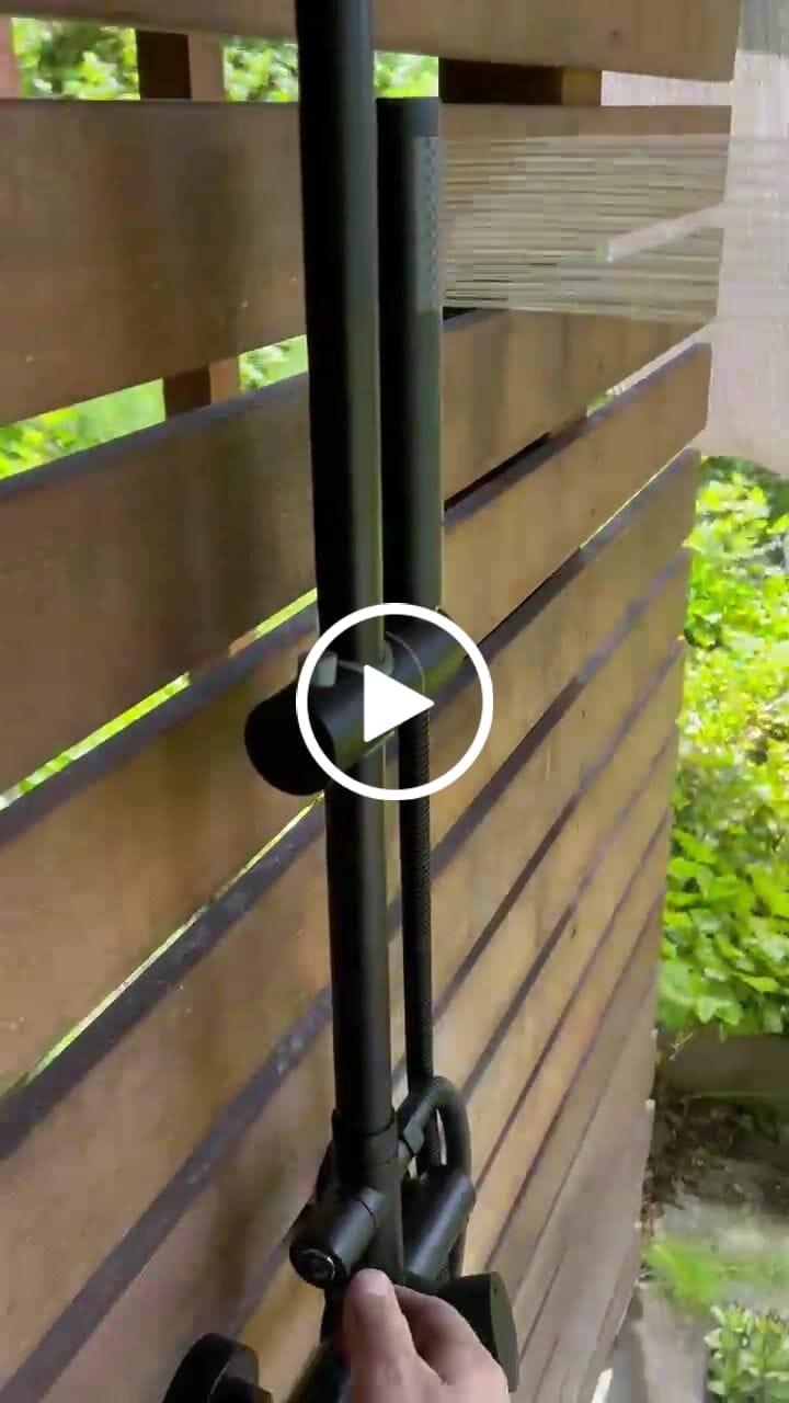 Customer video review of Outdoor Shower Fixture with SUS 304 Stainless Steel 10 Inch Rainfall Shower Head and Adjustable Slide Bar JK0145