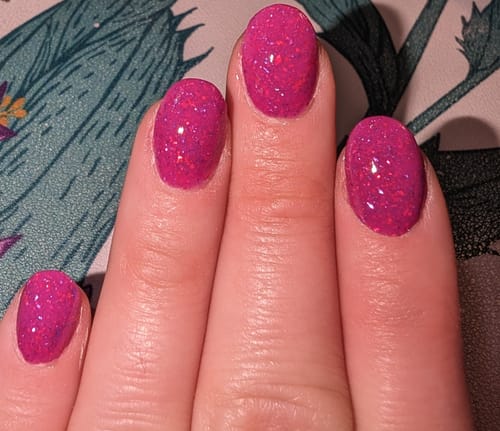 Customer photo review of D874 Supernova Red Flake Dip Powder