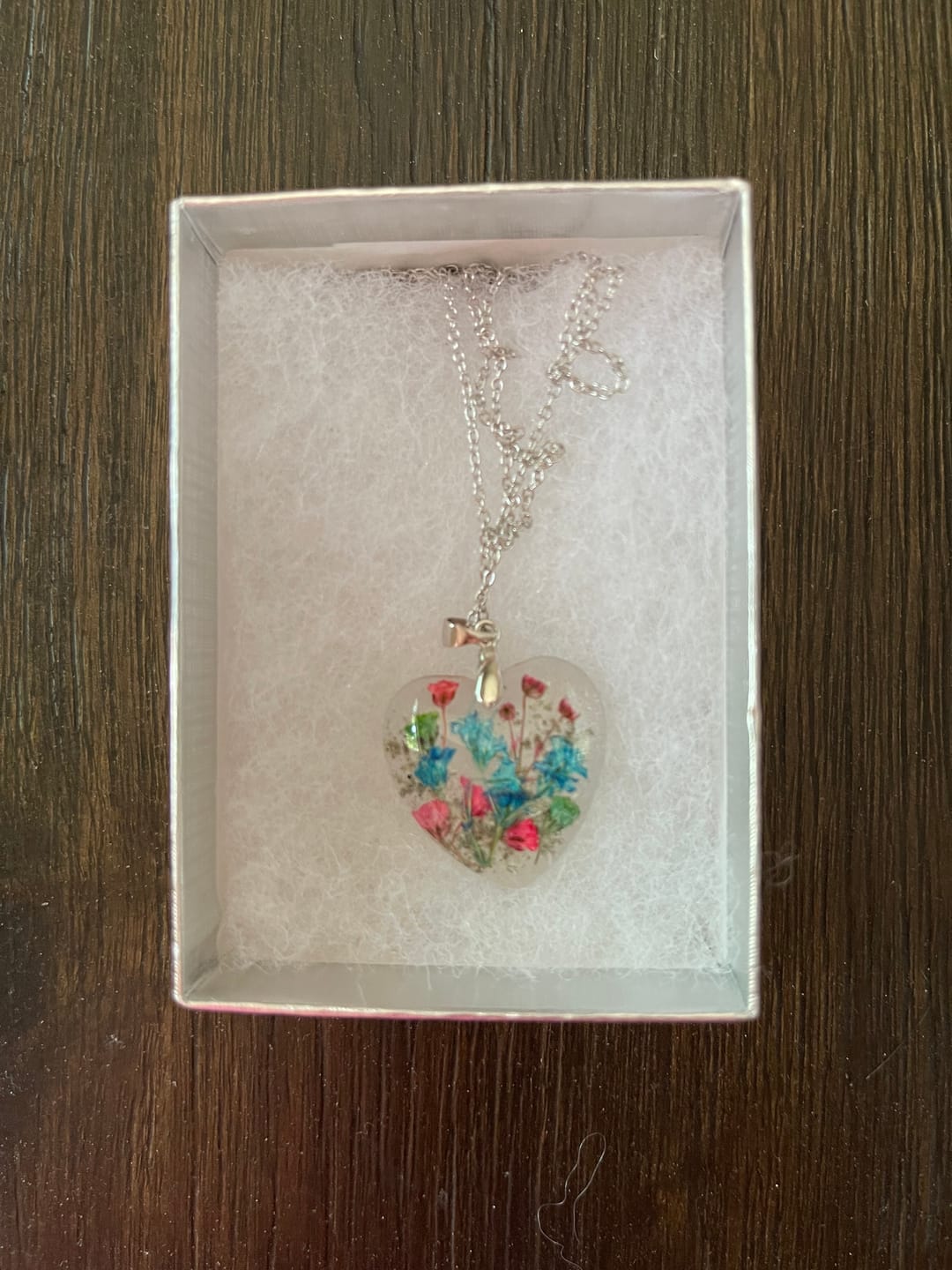 Customer photo review of Flower Heart Necklace with Real Flower and Cremains